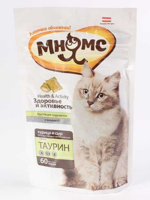 Мнямс Лакомство для кошек Хрустящие подушечки Здоровье и активность 60 г