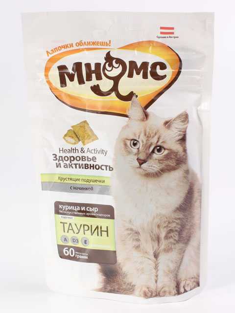 Мнямс Лакомство для кошек Хрустящие подушечки Здоровье и активность 60 г