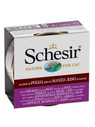 Schesir (Шезир) Pollo Manzo Riso - Корм для кошек с Куриным филе, Говяжьим филе и Рисом (Упаковка 14 шт)