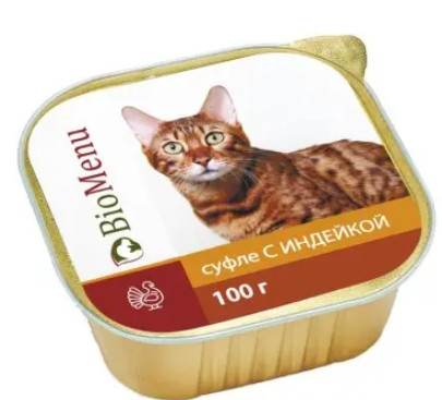 Bio menu (Био меню) Консервы для кошек с индейкой в суфле 100 г
