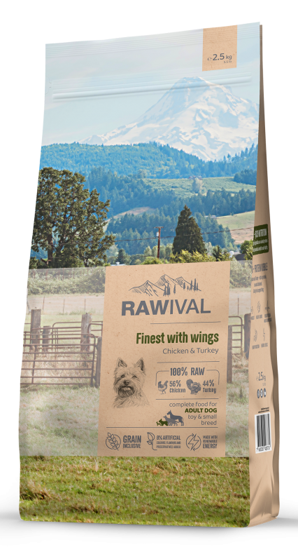 Rawival (Ровайвл/Равивал) Finest With Wings Сухой корм для взрослых собак мелких пород с курицей и индейкой 2,5 кг 