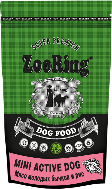 Zooring (Зооринг) Сухой корм для взрослых собак мелких и средних пород Мясо молодых бычков и рис 2 кг