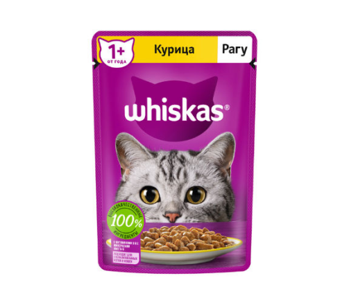 Whiskas (Вискас) Влажный корм для кошек с курицей рагу 75 г