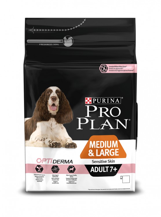 Pro Plan (ПроПлан) Adult 7+ Medium&Large Sensitive Skin - Сухой корм для собак старше 7 лет средних и крупных пород с чувствительной кожей Лосось