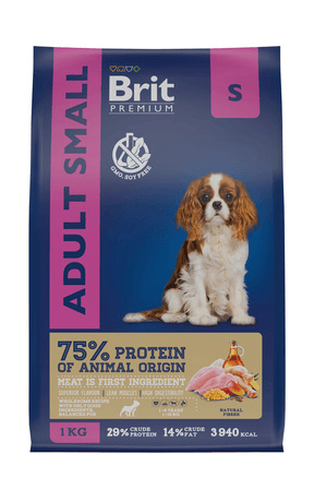 Brit Premium (Брит Премиум) Сухой корм для взрослых собак мелких пород с курицей 1 кг