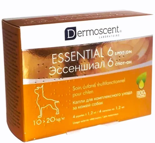 Essential (Эссеншиал) 6 Spot-on Капли на холку для собак весом до 10 кг 4 пипетки