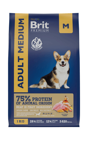 Brit Premium (Брит Премиум) Сухой корм для взрослых собак средних пород с курицей 1 кг
