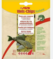 Sera (Сера) Wels Chips Nature Корм для сомов прилипал 15 г (пластинки, пакет саше)