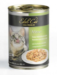 Edel Cat (Эдель Кэт) - Консервы для кошек. Кусочки в соусе с Индейкой и Печенью. (Банка)