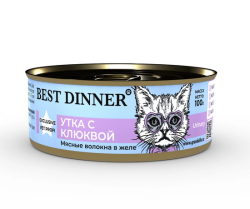 Best Dinner Vet Urinary Консервы для кошек для профилактики мочекаменной болезни МКБ с уткой и клюквой 100 г 5 шт