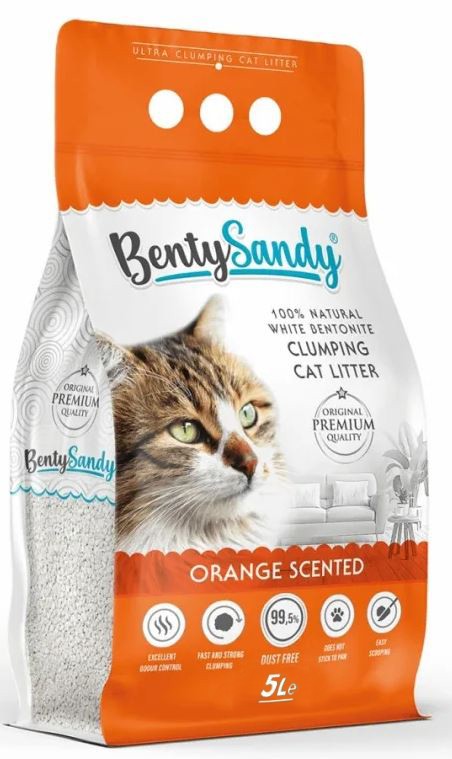 BentySandy Orange Scented Комкующийся наполнитель для кошачьего туалета 5 л 