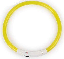 Ошейник светящийся для собак USB желтый 75 см