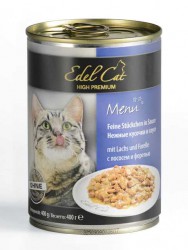 Edel Cat (Эдель Кэт) - Корм для кошек Кусочки в соусе с Лососем и Форелью (Банка)