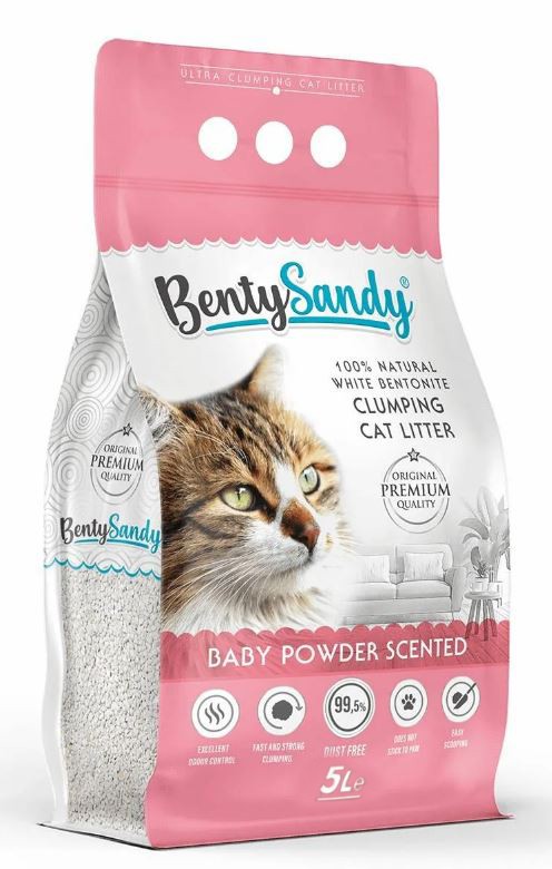 BentySandy Baby Powder Scented Комкующийся наполнитель для кошачьего туалета 5 л