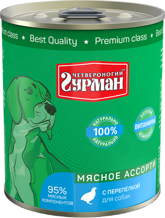 Четвероногий гурман - Мясное ассорти, Перепелка 340 г