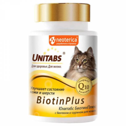 Unitabs (Юнитабс) Biotinplus Витамины для кошек с биотином для кожи и шерсти 120 табл